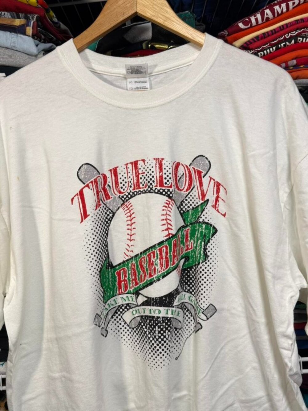 Y2K true love baseball graphic t shirt white